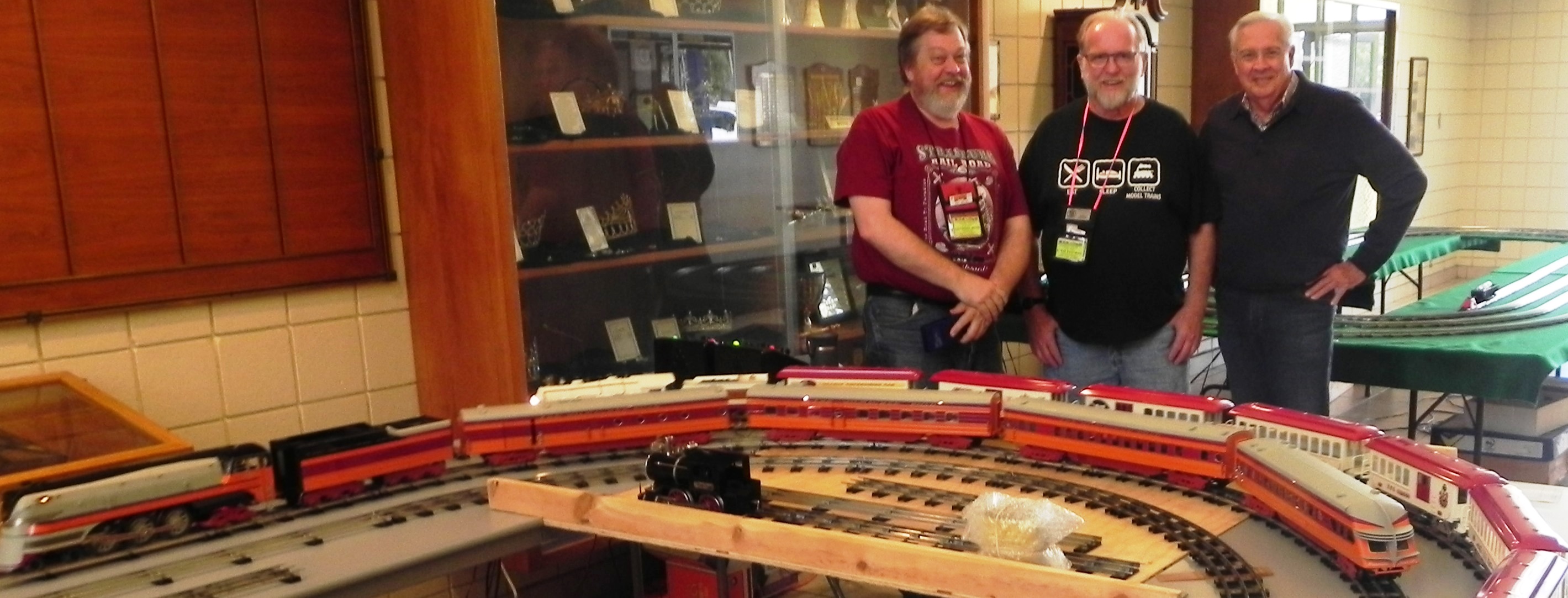 Jeff Meyer, Steve Eastman and David Otth running some tinplate Standard gauge