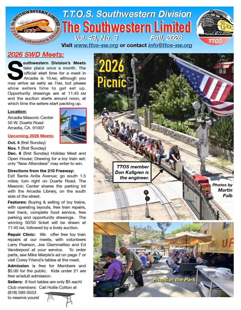 click this link or the image below to view or download the latest edition of the TTOS-SW Division Limited Newsletter